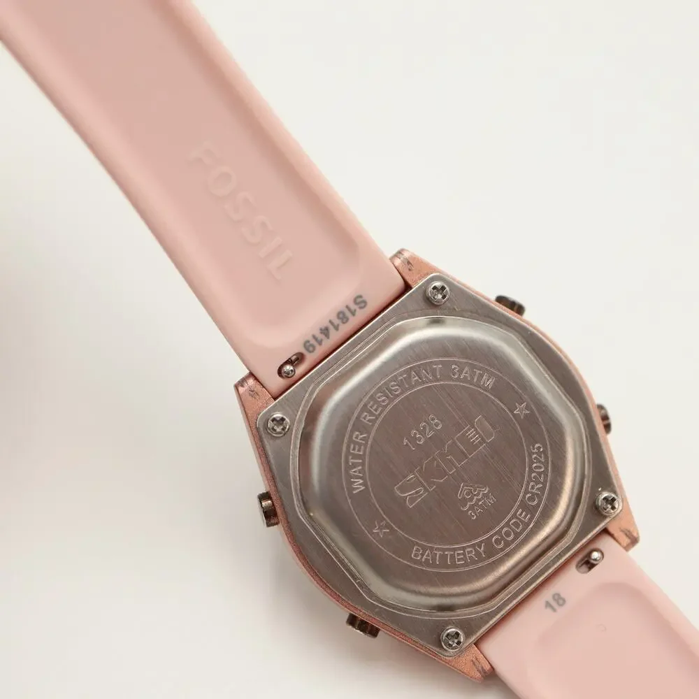 SKMEI Womens Rose Gold Tone 35mm Digital Sport Watch Alarm Chrono w New Battery